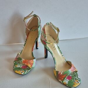 Guess Green and Pink Stiletto Heels with Ankle Strap